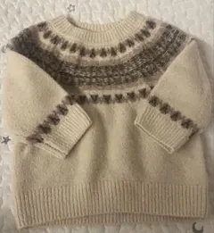 petit main アイボリー ノルディック柄 ニットセーター S