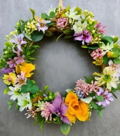 小花の寄植え風の小さなリース アーティフィシャルフラワーのサムネイル