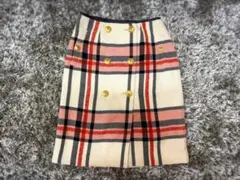 チェック柄ダブルボタンスカート