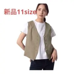 HN91☆新品レリアンleilian11Ｌピンストライプ柄ベスト