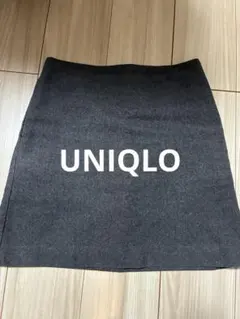 ユニクロ　64cm ミニスカート　ひざ丈　グレー　チェック　M