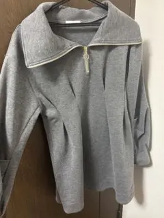 RETRO GIRL ハーフジップ襟付きウエストタックミニワンピ グレー