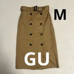 GU ジーユー　トレンチ　スカート　ベージュ　後ろゴム　M 替えボタン付き