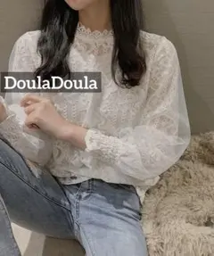 K*o様 k0872 DoulaDoula レースハイネックブラウス ホワイトのサムネイル