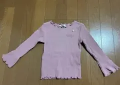 女児 長袖カットソー ピンク 105cm リブ素材
