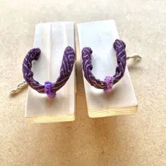 【1/3ドールシューズ】60〜70cm用桐製下駄_紫紗綾形【足サイズ約8cm】