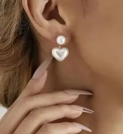 【☆大人気☆】レディースフッションハート型パールピアス(両耳用)