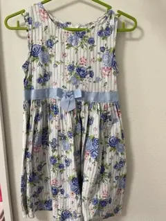 マザウェイズ 140 ワンピース　サマードレス　ノースリーブ　水色　花柄