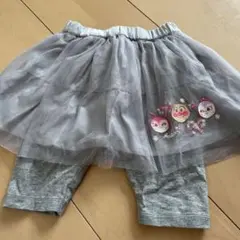 チュールスカート付きレギンス グレー　アンパンマン　ドキンちゃん　コキンちゃん