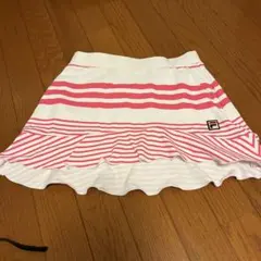 FILA テニススカート 白/ピンク ストライプ