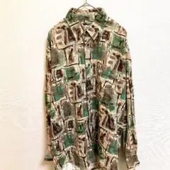 メンズ　レディース　柄シャツ　総柄　ビンテージ　レトロ　クラシック