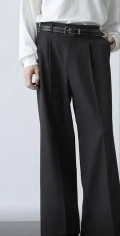 HARE ポリエステルイージーギャ バワイドフレアパンツ スラックス　グレー