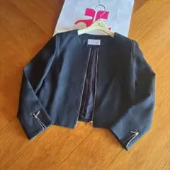 courreges♥️ノーカラージャケット 黒 ウール混合