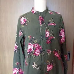 SUPER HAKKA　バラ柄コーデュロイシャツワンピース　スーパーハッカ