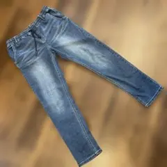 ダークブルー ゴムウエスト デニムパンツ