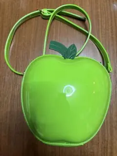 リンゴ型 ショルダーバッグ エナメル グリーン