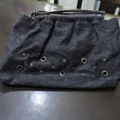 グレー ウール風 バッグ メタルホール