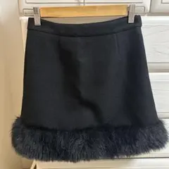 セゾンドパピヨン　ファー付きミニスカート S ブラック