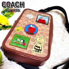 COACH✨コーチ✨ボディバッグ✨スヌーピー✨ワッペン✨シグネチャー✨完売モデル