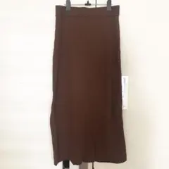 ウール混リブ編みブラウンタイトスカート UNIQLO