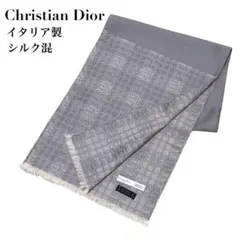 極美品✨Christian Dior 大判ストール シルク混 Diorロゴ 総柄