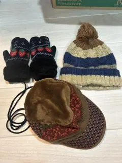 冬　帽子　ニット帽　手袋　3点セット
