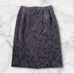 non mose 花柄タイトスカート サイズ9　コーデュロイ