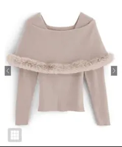 GRL ファー付きケープ風ニットトップス[an1344] ピンク