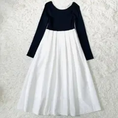 ナチュラルビューティーベーシック バックシャンドッキングワンピース ネイビー M