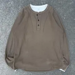 00s old uniqlo 短丈 ヘンリーネック サーマル ロンＴ y2k