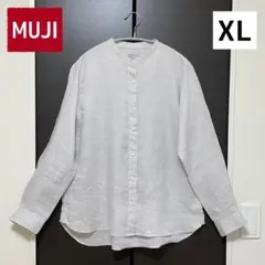 ⭕️【無印良品】　オーガニックリネン　洗いざらし　スタンドカラーシャツ XL ⭕️