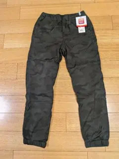 新品 140cm ユニクロ ウォームイージーストレッチジョガーパンツ 迷彩柄
