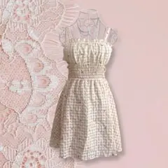axes femmeのハートドット刺繍ギンガムワンピース　姫ギャル　平成レトロ