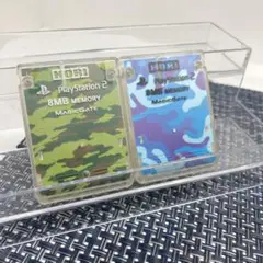 【動作確認済】PS2 プレイステーション2 メモリーカード 迷彩柄 青色 緑色