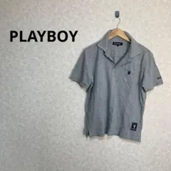 PLAY BOY プレイボーイ　ポロシャツ　グレー　Mサイズ　半袖　メンズ△のサムネイル