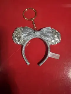 ミニー耳デザイン キーホルダー シルバー