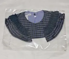 ファミリア　付け襟　青チェック　Sサイズ