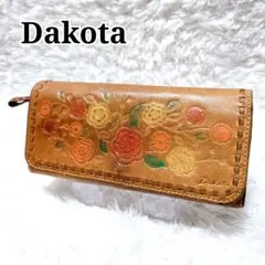 Dakota 長財布 フラワー 型押し レザー キャメル ラウンドファスナーのサムネイル