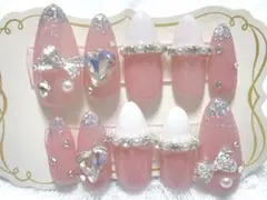 【現品】ネイルチップ オーダー ワンホン 韓国量産 フレンチガーリー バレエコア