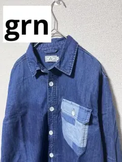 ダークブルーデニムシャツ 長袖　grn 古着