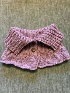 薄紫 ボタン付きニット　襟マフラー