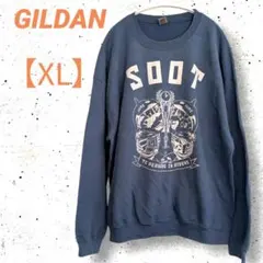 古着　GILDAN　ギルダン　トレーナー　【XL】　ブルー　ビッグプリント