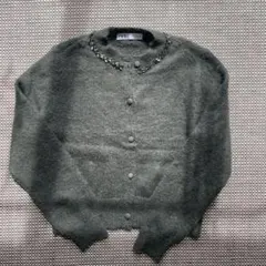 ZARA ビジュー付きグレー長袖カーディガン