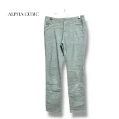 アルファキュービック ストレートパンツ Mライトグレー 綿混 柔らかカジュアル