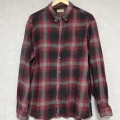 古着 好配色 オンブレチェックコットン ライトネルシャツインド綿 XL