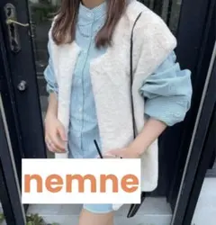 【美品】nemne フェイクファーベスト アイボリー