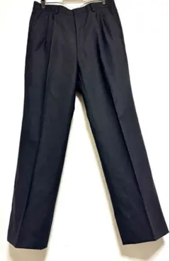 未使用近い　ブラック系 ダブルタックスラックス　スーツパンツ　毛100% 薄い