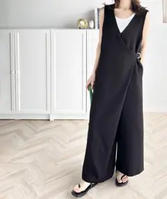 【新品未使用】2wayラップ オーバーサイズ オールインワン　ブラック　Ｌサイズ