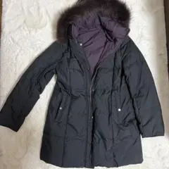 GRADE リバーシブルダウンコート　黒＆紫　ファー付き　Lサイズ