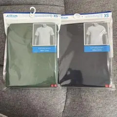 【新品未開封】ユニクロ　エアリズムコットン Tシャツ XS ネイビー緑2枚セット